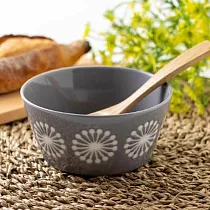 【日本Minoru】Moco優雅煙花 陶瓷餐碗280ml ‧ 淺岩灰