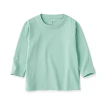 【MUJI 無印良品】幼兒容易穿脫圓領長袖T恤 90 煙燻綠