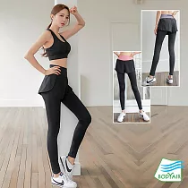 【BODYAIR嚴選】假兩件包腹拉鍊腰九分褲(瑜珈.運動.慢跑.透氣.舞蹈.運動褲) M 粉