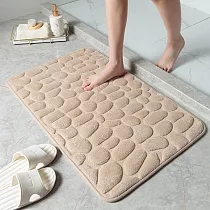 【Quasi】記憶棉石頭壓紋舒壓吸水地墊40x60cm 淺駝