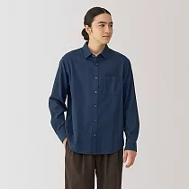 【MUJI 無印良品】男雙面起毛法蘭絨長袖襯衫 XL 藍格紋