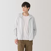 【MUJI 無印良品】男撥水加工可攜式連帽外套 M 淺灰