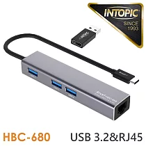 INTOPIC USB3.2&RJ45鋁合金集線器 (HBC─680)