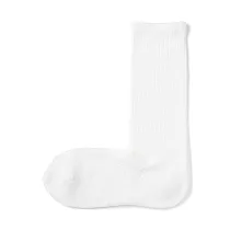 【MUJI 無印良品】男圈絨足口伸縮直角襪25─27cm 柔白