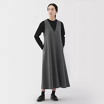 【MUJI 無印良品】女二重織背心裙 M 墨灰