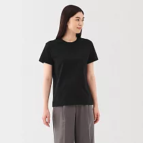 【MUJI 無印良品】女天竺圓領短袖T恤 L 黑色