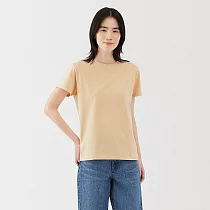 【MUJI 無印良品】女天竺圓領短袖T恤 XL 淺黃