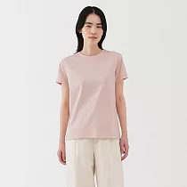 【MUJI 無印良品】女天竺圓領短袖T恤 L 淺粉