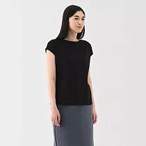 【MUJI 無印良品】女天竺法式袖T恤 XL 黑色