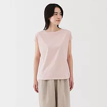 【MUJI 無印良品】女天竺法式袖T恤 L 淺粉
