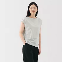 【MUJI 無印良品】女天竺法式袖T恤 M 淺灰