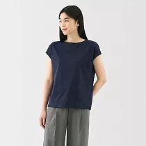 【MUJI 無印良品】女天竺法式袖T恤 L 深藍