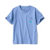 【MUJI 無印良品】兒童天竺刺繡口袋短袖T恤 150 淡藍