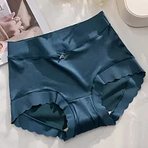 【唯蜜色】爆款中腰包臀輕奢緞面無痕冰絲桑蠶絲底檔女用內褲 XL 湖藍色