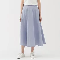 【MUJI 無印良品】女涼感寬襬裙 S 淡藍直紋