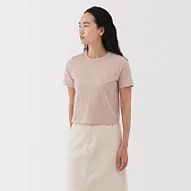 【MUJI 無印良品】女節紗短版短袖T恤 M 淺粉