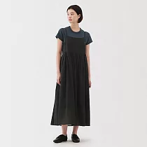 【MUJI 無印良品】女強撚細肩帶洋裝 M 黑色