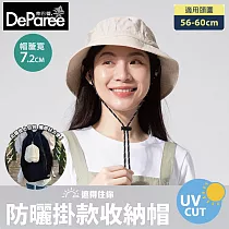 蒂巴蕾 防曬掛款收納帽 (防潑水/透氣快乾/可收納) 淺卡其