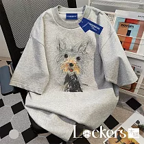 【Lockers 木櫃】美式小狗重磅短袖T恤 L114042102 F 淺灰