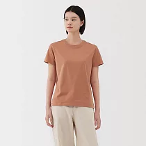 【MUJI 無印良品】女天竺圓領短袖T恤 S 橘色