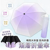 【EZlife】漸變手動8骨折疊反向傘 漸層紫