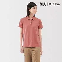 【MUJI 無印良品】女水洗鹿子織短袖POLO衫 L 粉紅