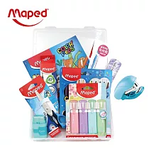 【法國Maped】精選文具10件組(含收納盒)─ 冰藍系