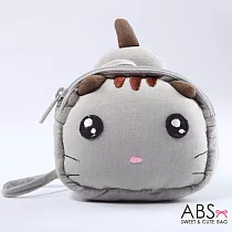 ABS貝斯貓 饅頭貓 可愛拼布拉鏈零錢包 (典雅灰) 88─124