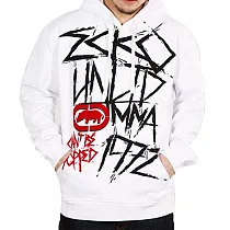 『摩達客』美國進口【Ecko Unltd】犀牛牌 CBS白色連帽外套/拉鍊外套/夾克 M