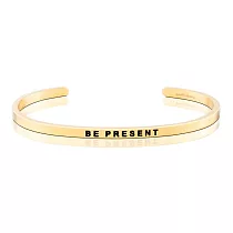 MANTRABAND 美國悄悄話手環 BE PRESENT 活在當下 把握今天 附原廠盒 金色手環