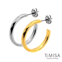 【TiMISA】格緻真愛─細版(雙色)純鈦耳環一對