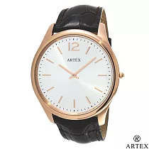 ARTEX5605真皮手錶─褐/玫瑰金43mm