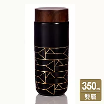 《乾唐軒活瓷》點石成金隨身杯_橫紋 / 大 / 特雙 / 木紋蓋 無光黑描金
