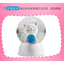 招福淘氣貓/非自轉亮片雪花球/夜燈/餵奶燈/氣氛燈 健康藍