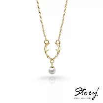 STORY ACCESSORY─SNOW系列─Dear麋鹿天然珍珠項鍊黃K金