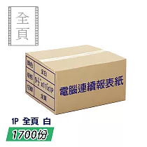 電腦報表紙132行1P雙切全頁(白) 14 7/8"x 11"; 一箱1700份