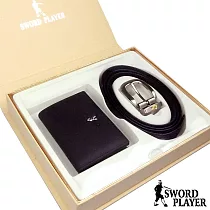 SWORD PLAYER ─ 莎普爾Foil款皮革穿針式皮帶+商務真牛皮名片夾禮盒組