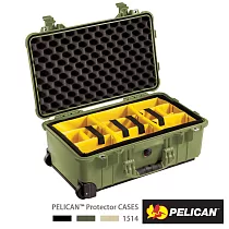 PELICAN 派力肯 1514 輪座拉桿氣密箱─含隔層(綠) │1510氣密箱