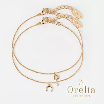 【Orelia】London 英國倫敦 PALM TREE CRESCENT ANKLET 2 PACK 棕櫚樹搭配月牙造型 鍍金時尚腳手鍊