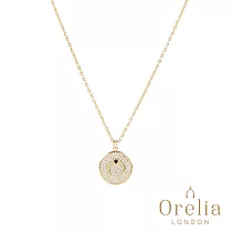 【Orelia】London 英國倫敦 Pave Crescent 閃鑽牛角圓盤鍍金項鍊