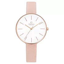 OBAKU 日系典雅皮革女腕錶─粉紅─V211LXVIRX
