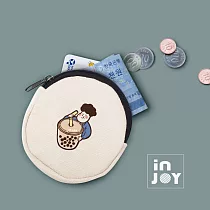 INJOYmall 【超幽默人生系列】台灣美食 帆布圓形零錢包 珍珠奶茶款