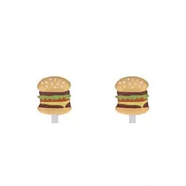 Snatch X 日日野餐 迷你美式起司牛肉漢堡貼耳耳夾 / [PIKNIK] MINI Burger Hand Made Ear Clips