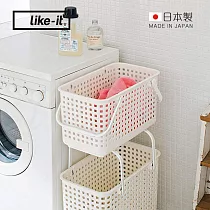 【日本like─it】日製可堆疊加高洗衣隙縫籃─M ─白