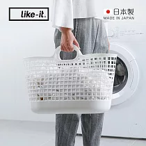 【日本like─it】日製北歐便攜手提洗衣收納籃 ─白