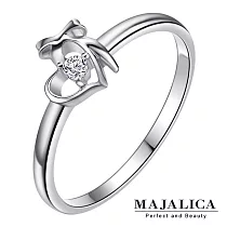 Majalica純銀戒指 綻放美麗 愛心 蝴蝶結 淑女戒指 925純銀尾戒 PR004美圍5號