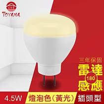【TOYAMA特亞馬】LED雷達感應燈4.5W 插頭型 ─ 燈泡色(黃光)