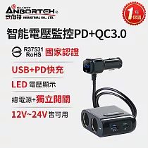 【安伯特】酷電大師 智能電壓監控PD+QC3.0 4孔車充 2孔+USB+PD (國家認證 一年保固) 電流過充保護