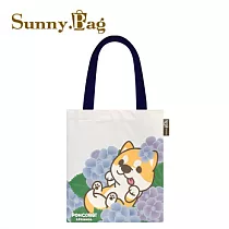Sunny Bag ─ 柯柯基犬椪椪書袋/文青袋_繡球花柴柴款