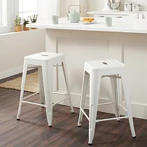E─home Vali瓦力工業風可堆疊金屬吧檯椅─高61cm─白色